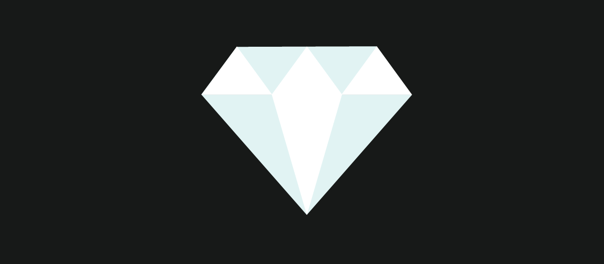 Illustration of a blue and white diamond on a black background