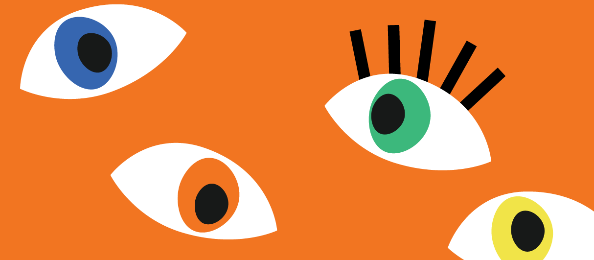 illustration of eyes on an orange background