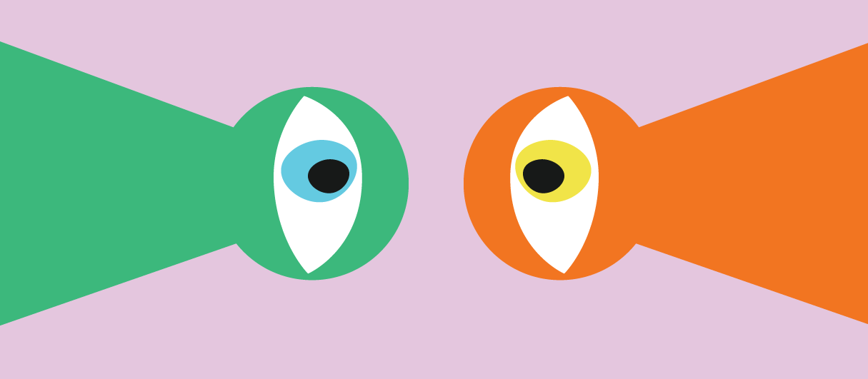 Illustration of two keyholes made to look like characters with eyes