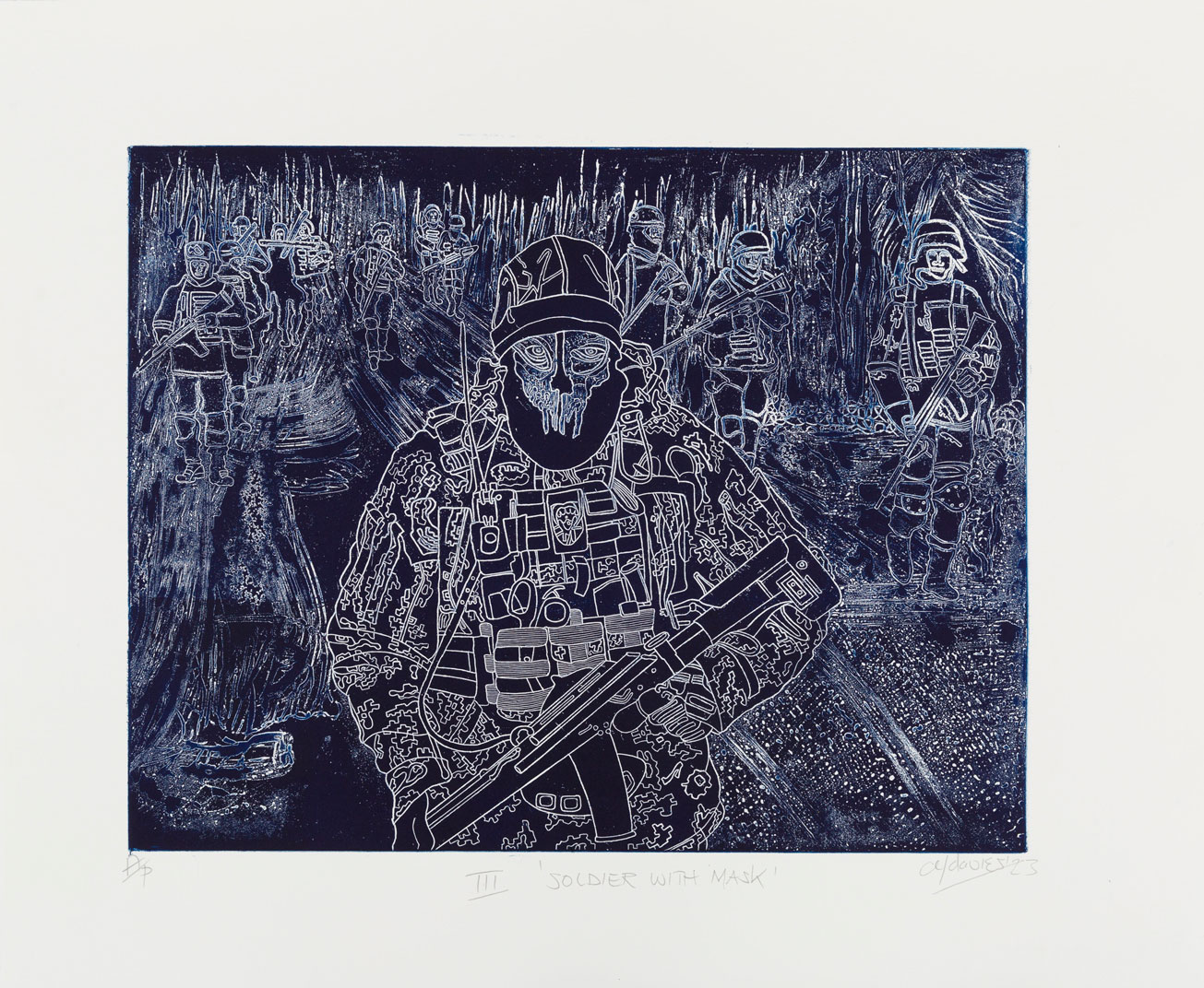 Print of a solder with a mask