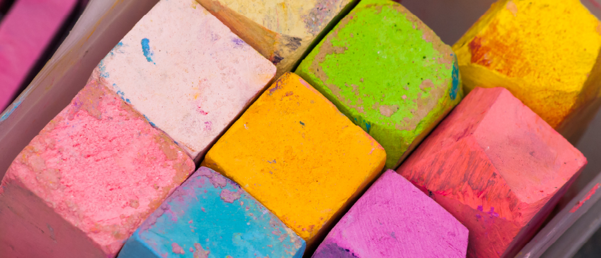 photograph of colourful chalk