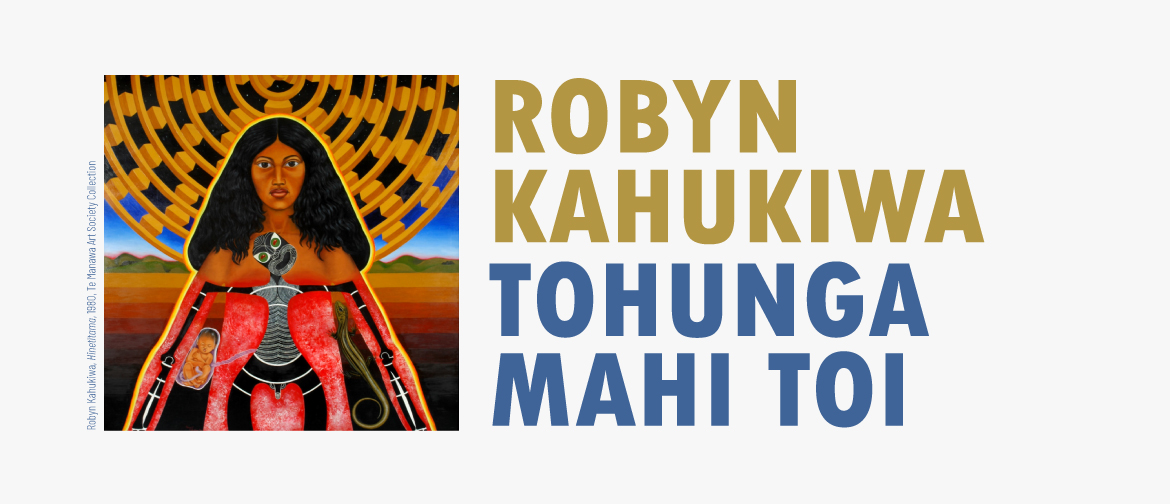 promotional banner for art exhibition by New Zealand artist, Robyn Kahukiwa