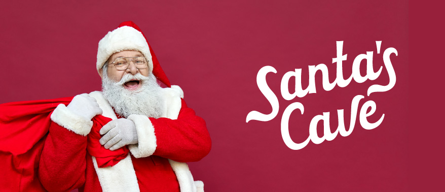 promotional banner showing a photograph of santa with a sack